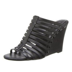 New Calvin Klein Women's Black Phillipa SS Nappa Gladiator Wedge Sandal Size 7.5